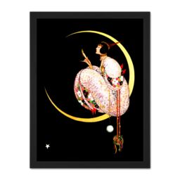 "Artery8 Wall Art Print Magazine Cover 1917 Crescent Moon Woman Large Framed Wall Décor Art in Black - Size: W18"" x H24""" - thumbnail 1