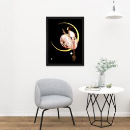 "Artery8 Wall Art Print Magazine Cover 1917 Crescent Moon Woman Large Framed Wall Décor Art in Black - Size: W18"" x H24""" - thumbnail 2