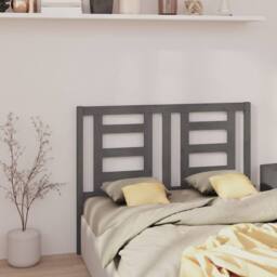 Berkfield Home Bed Headboard Grey 126x4x100 cm Solid Wood Pine - Size: 126 x 4 x 100 cm - thumbnail 4