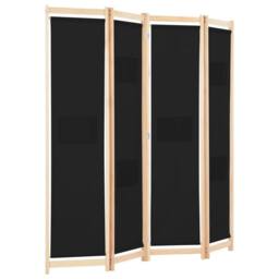 Berkfield Home Stylish 4-Panel Room Divider Black 160x170x4 cm Fabric - Size: 160 x 170 x 4 cm - thumbnail 1