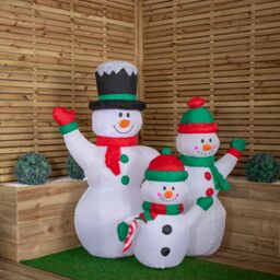 Samuel Alexander 1.5m Light up Christmas Inflatable Snowman Family with 12 White LEDs - thumbnail 3