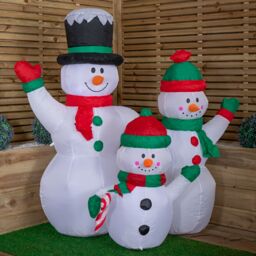 Samuel Alexander 1.5m Light up Christmas Inflatable Snowman Family with 12 White LEDs - thumbnail 1