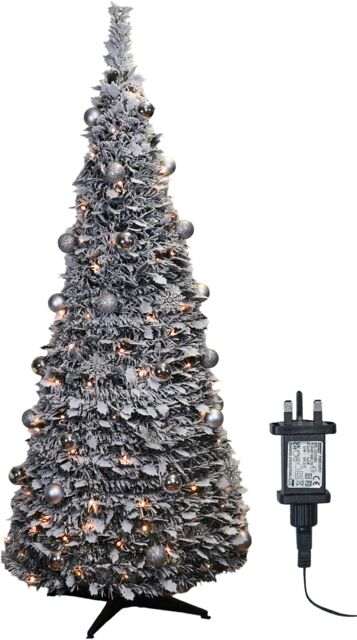 Xmas Haus 2.1m Pre-Lit 200ww Led PopUp Silver Decor Xmas Tree - Size: 1 Pack - image 1