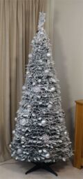 Xmas Haus 2.1m Pre-Lit 200ww Led PopUp Silver Decor Xmas Tree - Size: 1 Pack - thumbnail 3