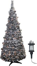 Xmas Haus 2.1m Pre-Lit 200ww Led PopUp Silver Decor Xmas Tree - Size: 1 Pack
