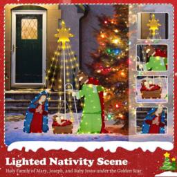 Costway Lighted Christmas Decoration Nativity Scene Pre-lit Holy Family - thumbnail 5