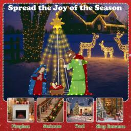 Costway Lighted Christmas Decoration Nativity Scene Pre-lit Holy Family - thumbnail 8