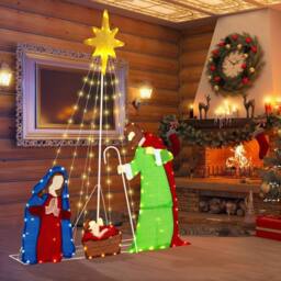 Costway Lighted Christmas Decoration Nativity Scene Pre-lit Holy Family - thumbnail 1