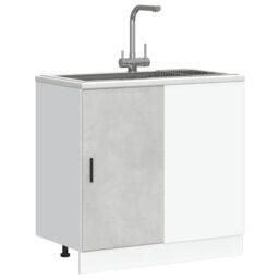 Berkfield Home Sink Base Cabinet Concrete Grey Engineered Wood - thumbnail 4