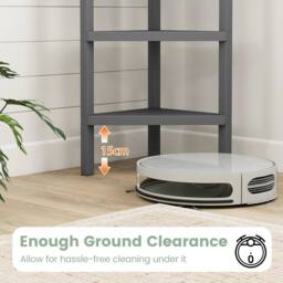 Costway Freestanding Plant Stand 4-Tier Corner Bookshelf Wooden Display Rack in Grey - thumbnail 5