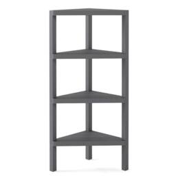 Costway Freestanding Plant Stand 4-Tier Corner Bookshelf Wooden Display Rack in Grey - thumbnail 7