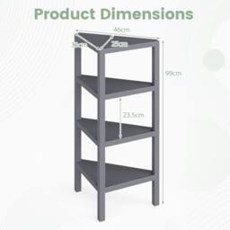 Costway Freestanding Plant Stand 4-Tier Corner Bookshelf Wooden Display Rack in Grey - thumbnail 9