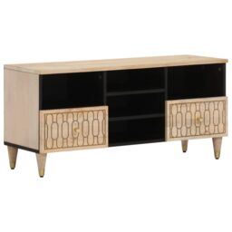 Berkfield Home TV Cabinet 100x33x46 cm Solid Wood Mango in Brown - Size: 100 x 33 x 46 cm - thumbnail 1