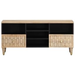 Berkfield Home TV Cabinet 100x33x46 cm Solid Wood Mango in Brown - Size: 100 x 33 x 46 cm - thumbnail 3