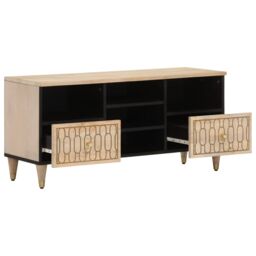 Berkfield Home TV Cabinet 100x33x46 cm Solid Wood Mango in Brown - Size: 100 x 33 x 46 cm - thumbnail 2