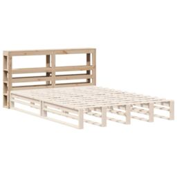 Berkfield Home Headboard with Shelves 160 cm Solid Wood Pine in Brown - thumbnail 4
