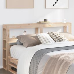 Berkfield Home Headboard with Shelves 160 cm Solid Wood Pine in Brown - thumbnail 1