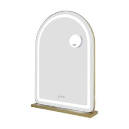 Downton Interiors Gold Metal Frame LED Vanity Dressing Tabletop Mirror 70cm - Soho Collection - Size: 700mm - thumbnail 3