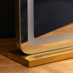 Downton Interiors Gold Metal Frame LED Vanity Dressing Tabletop Mirror 70cm - Soho Collection - Size: 700mm - thumbnail 7