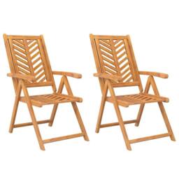 Berkfield Home Reclining Garden Chairs 2 pcs Solid Wood Acacia in Brown - thumbnail 3