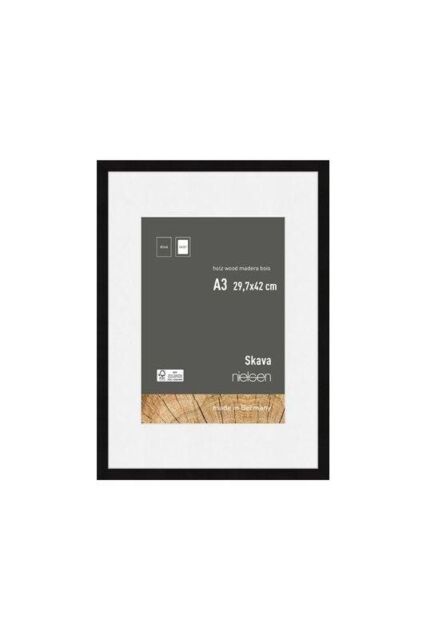 nielsen Skava A3 Wooden Picture Frame With A4 Mount & Glass Front in Black - image 1