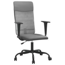 Berkfield Home Office Chair Height Adjustable Grey Mesh Fabric & Faux Leather - thumbnail 2