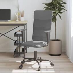 Berkfield Home Office Chair Height Adjustable Grey Mesh Fabric & Faux Leather