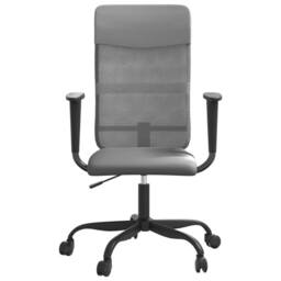 Berkfield Home Office Chair Height Adjustable Grey Mesh Fabric & Faux Leather - thumbnail 3