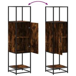 Berkfield Home Highboard Smoked Oak 35.5x35x139 cm Engineered Wood & Metal in Brown - thumbnail 8