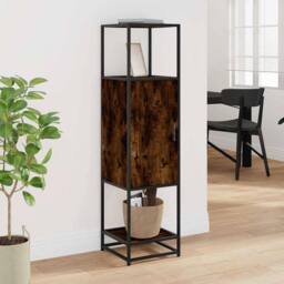 Berkfield Home Highboard Smoked Oak 35.5x35x139 cm Engineered Wood & Metal in Brown