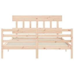 Berkfield Home Beautiful Bed Frame with Headboard 160x200 cm Solid Wood in Natural - thumbnail 6