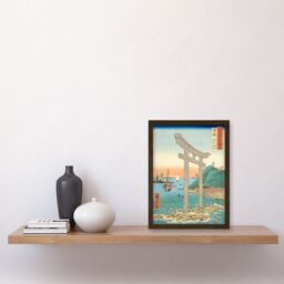 Artery8 Tanokuchi Coast, Yugasan torii Bizen Province Utagawa Hiroshige Japan Woodblock Artwork Framed Wall Art Print A4 in Brown - thumbnail 2