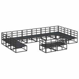 Berkfield Home Garden Sofa Set with Cushion with Pillow 12 pcs Black Aluminium - thumbnail 7