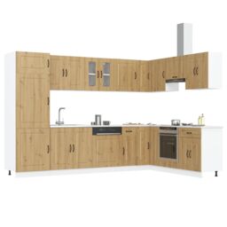 "Berkfield Home Kitchen Cabinet ""Kalmar"" with Double Basins Artisan Oak Engineered wood in Brown" - thumbnail 3
