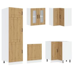"Berkfield Home Kitchen Cabinet ""Kalmar"" with Double Basins Artisan Oak Engineered wood in Brown" - thumbnail 4