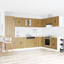 "Berkfield Home Kitchen Cabinet ""Kalmar"" with Double Basins Artisan Oak Engineered wood in Brown"
