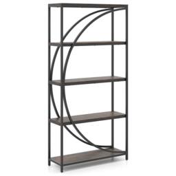 Gymax 5-Tier Industrial Bookshelf Wooden Bookcase With Open Shelves in Brown - thumbnail 9