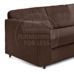 Furnishings For Less UK Ferguson 5 Seater Fabric Corner Sofa L Shaped Jumbo Cord - Full Back in Chocolate - thumbnail 3