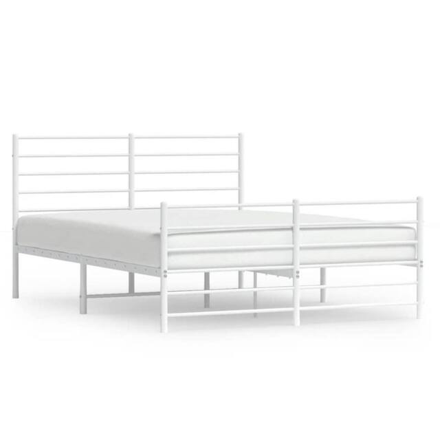 Berkfield Home Metal Bed Frame with Headboard & Footboard White 120x200 cm - Size: Small Double - image 1