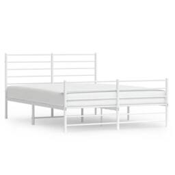Berkfield Home Metal Bed Frame with Headboard & Footboard White 120x200 cm - Size: Small Double - thumbnail 1