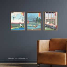 Artery8 Set of 3 Hiroshige Ricefields Green Blue Japanese Wall Art Prints - Size: A3 - thumbnail 2