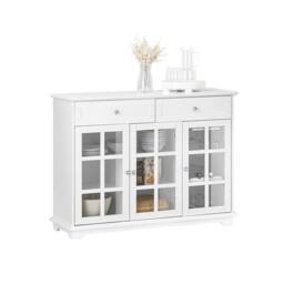 SoBuy White Glass-Door Sideboard Farmhouse - thumbnail 6