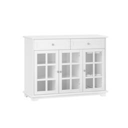 SoBuy White Glass-Door Sideboard Farmhouse - thumbnail 5