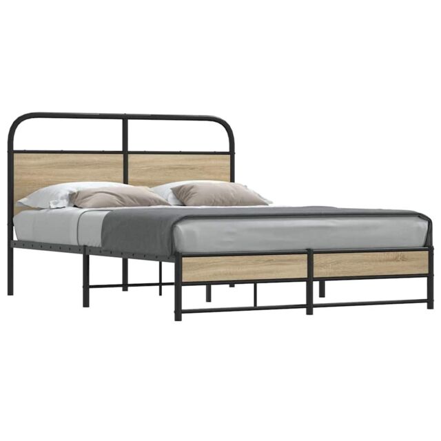 Berkfield Home Bed Frame Without Mattress 135x190 cm Smoked Oak Engineered Wood in Brown - image 1