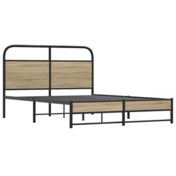 Berkfield Home Bed Frame Without Mattress 135x190 cm Smoked Oak Engineered Wood in Brown - thumbnail 3