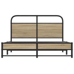 Berkfield Home Bed Frame Without Mattress 135x190 cm Smoked Oak Engineered Wood in Brown - thumbnail 5