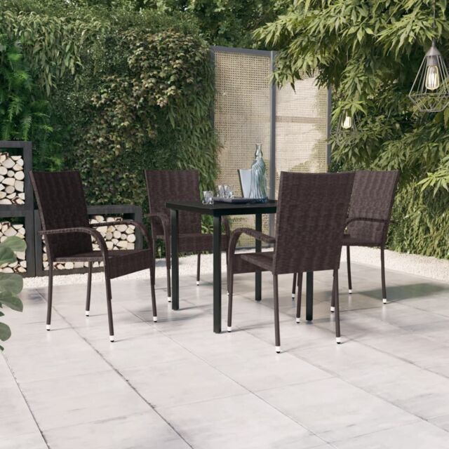 Berkfield Home 5 Piece Outdoor Dining Set Brown & Black - image 1