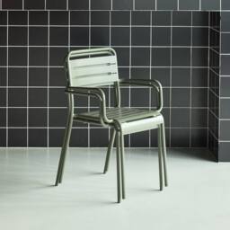 sweeek Pair Of Steel & Stackable Garden Armchairs in Khaki - thumbnail 4