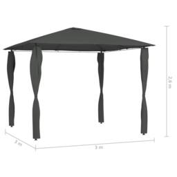 Berkfield Home Gazebo with Post Covers 3x3x2.6 m Anthracite 160 g/m ² in Dark Grey - thumbnail 4