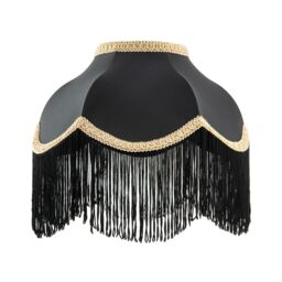 Happy Homewares Victorian Designed Empire Lampshade in Black Faux Silk with Gold Trims - Size: 12 inches